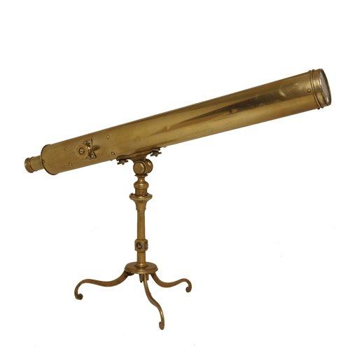 A brass telescope on standard - Van Leest Antiques