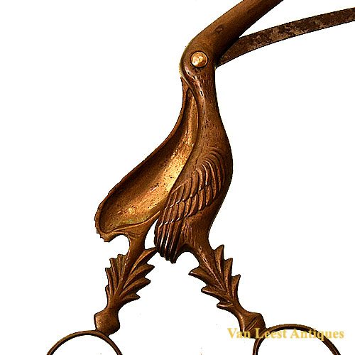 A tiny pair of gilt steel stork scissors. 20thc – Curio Cabinet Antiques