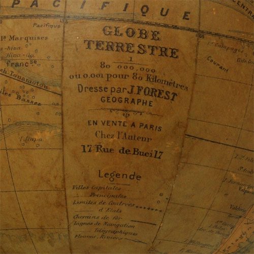 Proantic: Globe Terrestre Mappemonde Géographe Forest 17 Rue Buci Par